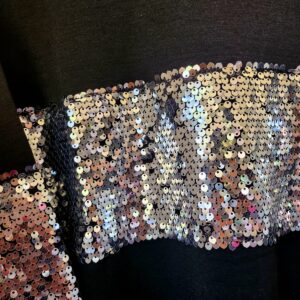 Black and Silver Sequin Patchwork Long Sleeve Sweatshirt - Image 4