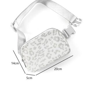 Canvas Leopard Print Buckle Crossbody Bag - Grey and White - Image 4