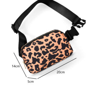 Canvas Leopard Print Buckle Crossbody Bag - Orange and Black - Image 4