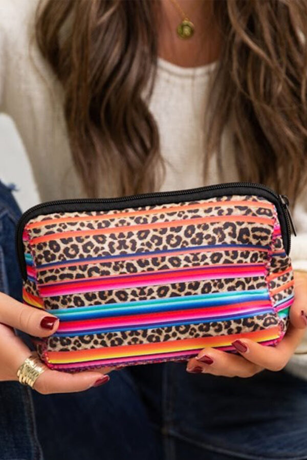Multicolor Leopard Print Neoprene Make up Storage Bag