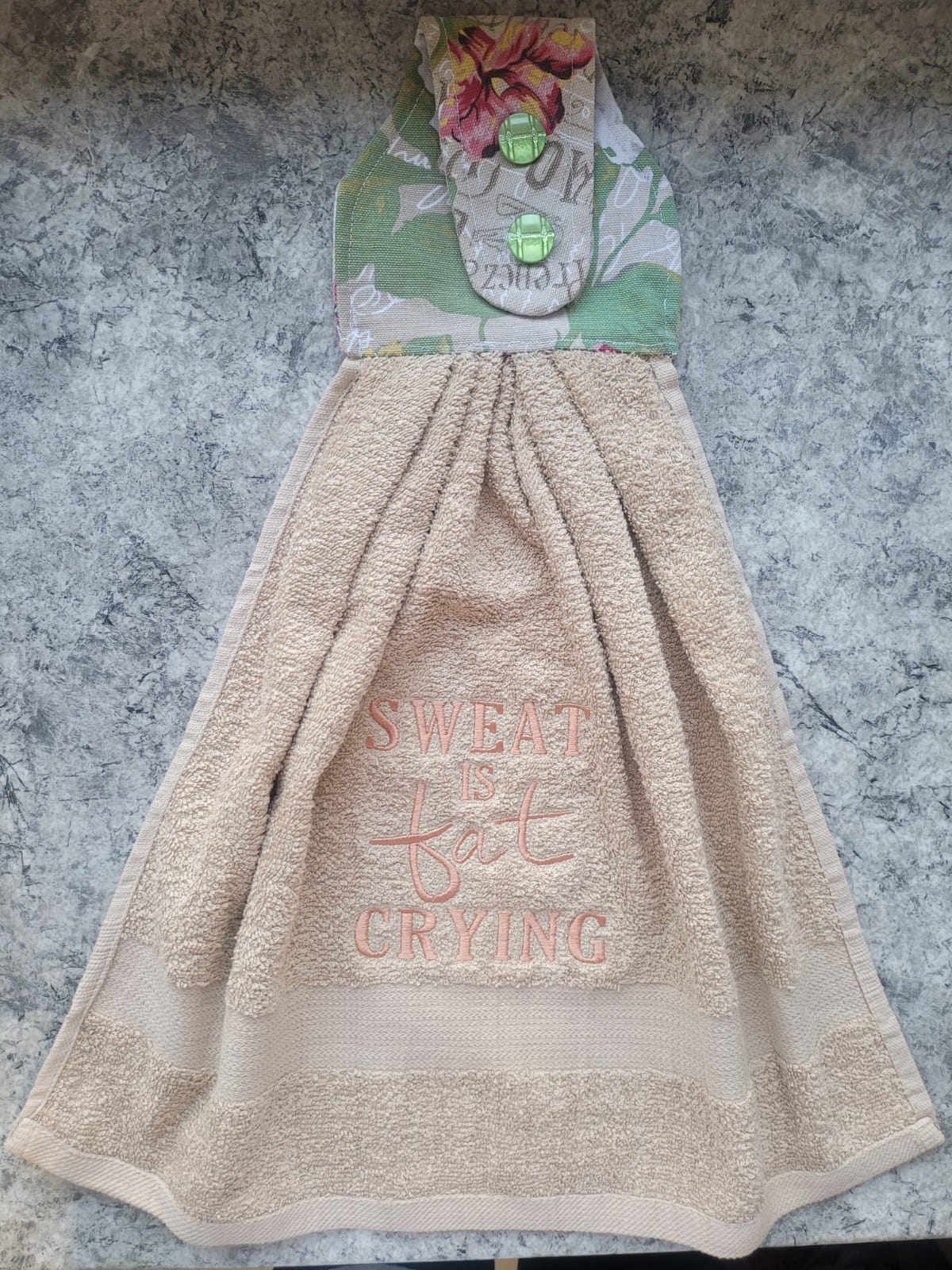 Gym Hanging Tie Towels - Cream Sweat is Fat Crying - Image 2