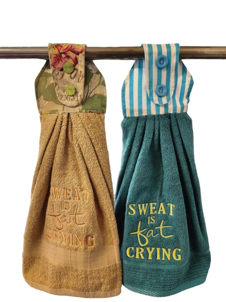 Gym Hanging Tie Towels - Cream Sweat is Fat Crying