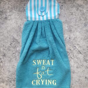 Gym Hanging Tie Towels- Teal Sweat is Fat Crying - Image 3