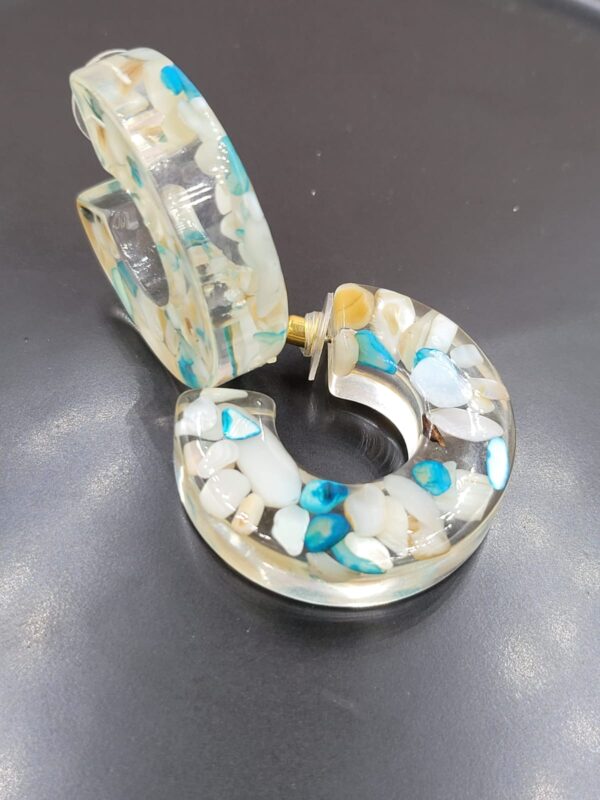Clear Resin Hoops with Shell pieces Earrings