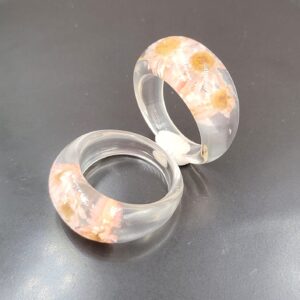 Resin Rings with Flower Inserts Size S