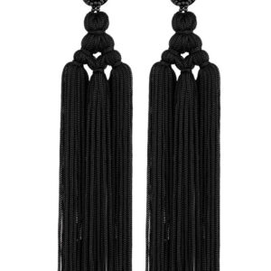 Black Bohemian Beaded tassel Earrings - Image 2