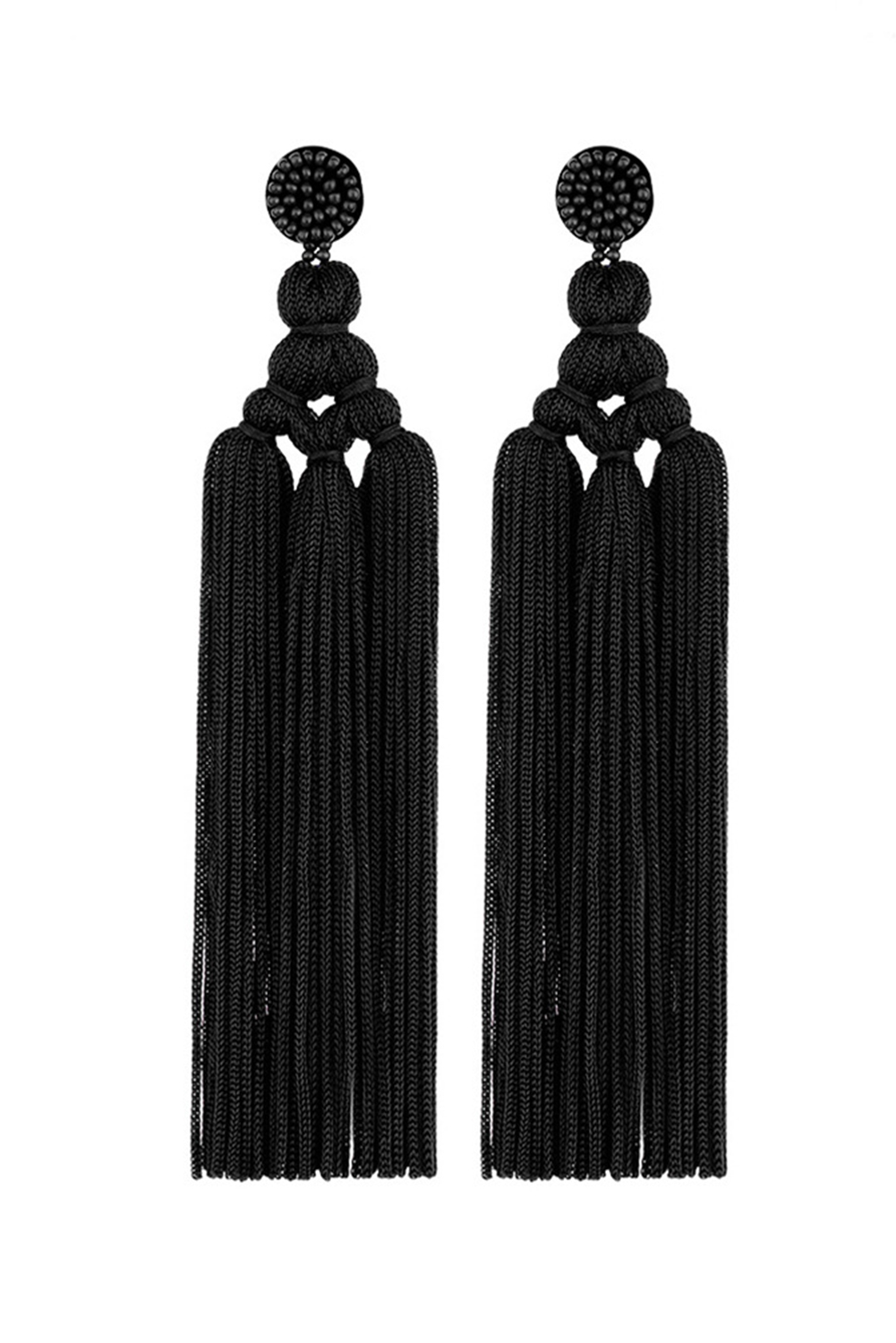 Black Bohemian Beaded tassel Earrings - Image 2