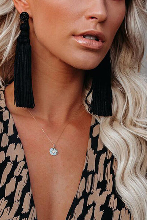 Black Bohemian Beaded tassel Earrings