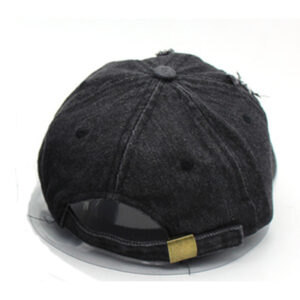 Black Distressed Denim Adjustable Cap PLAIN - Image 3