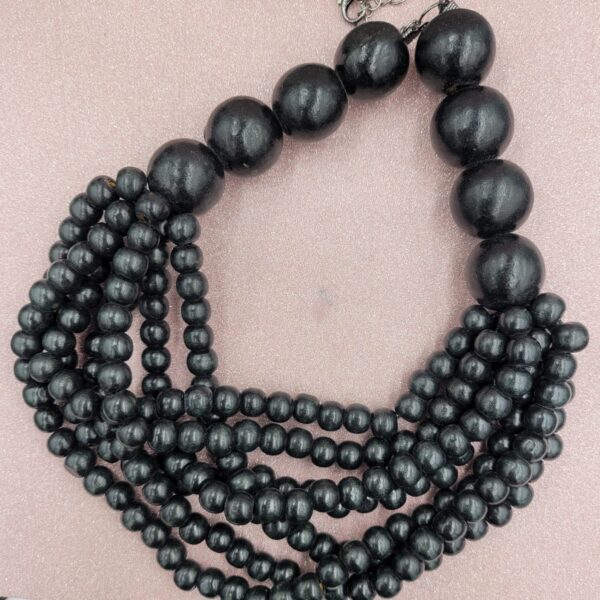 Black Wooden Beads Necklace