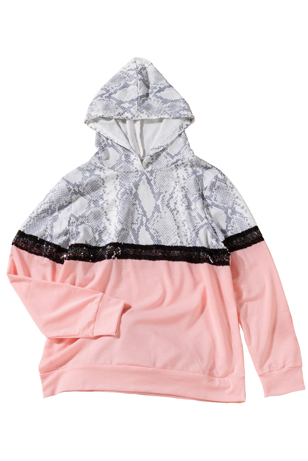 Snakeskin Sequin Splicing Girls Hoodie - Image 2
