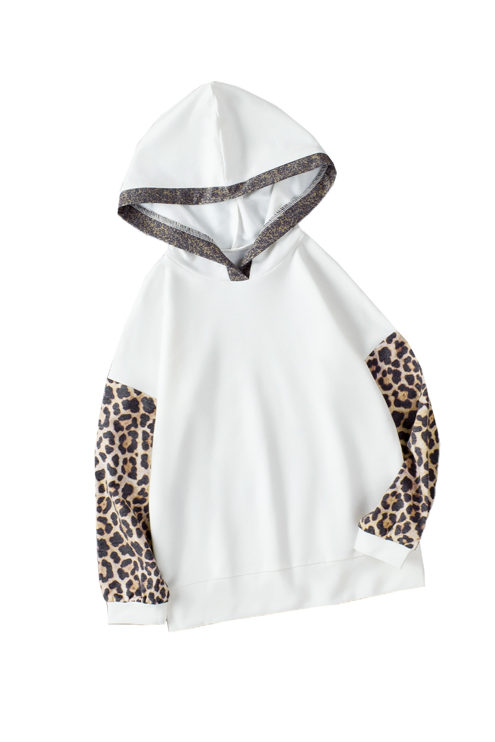 Beige Leopard Print Colorblock Kids Hoodie - Image 3