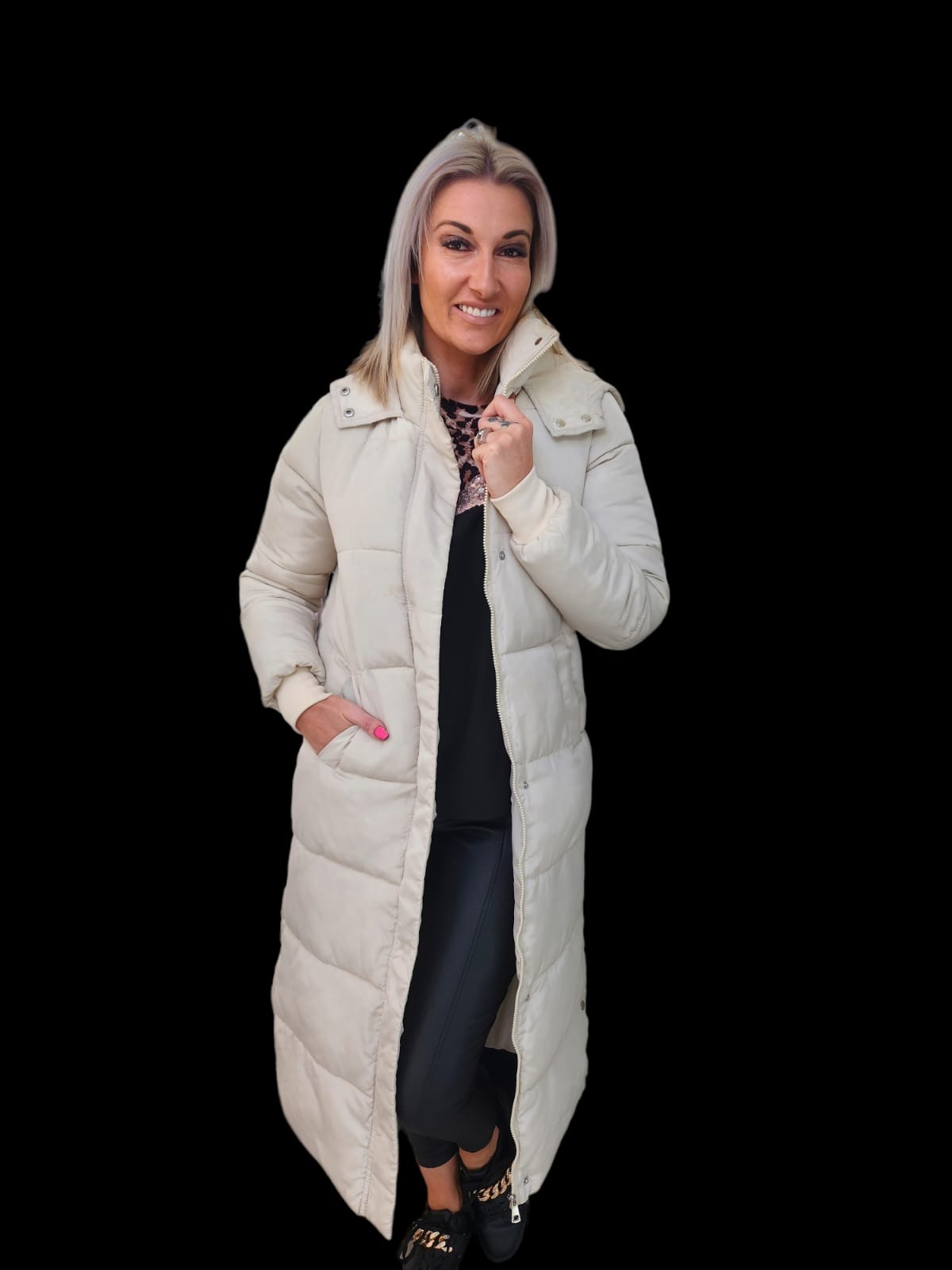 Cream Puffer Coat - Image 4